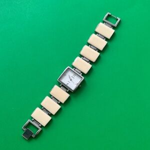 Elegant Silver and Cream enamelled  type inlay Watch by Novelle
